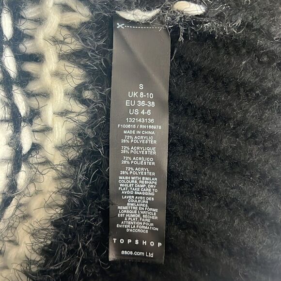 NWOT Topshop ASOS knitted multi stitch jumper in mono Size S - Picture 4 of 12